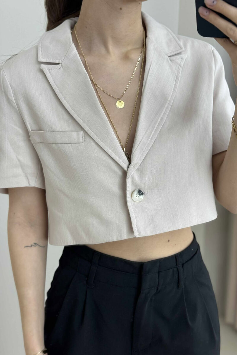 ONE COLOR CROPPED WOMEN JACKET BEIGE/BEZHE - 2