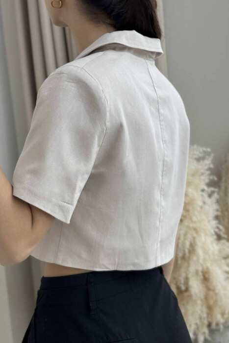 ONE COLOR CROPPED WOMEN JACKET BEIGE/BEZHE - 4