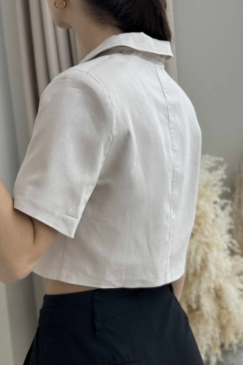 ONE COLOR CROPPED WOMEN JACKET BEIGE/BEZHE - 4