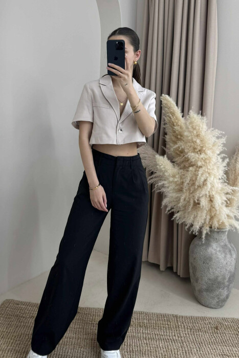 ONE COLOR CROPPED WOMEN JACKET BEIGE/BEZHE - 5