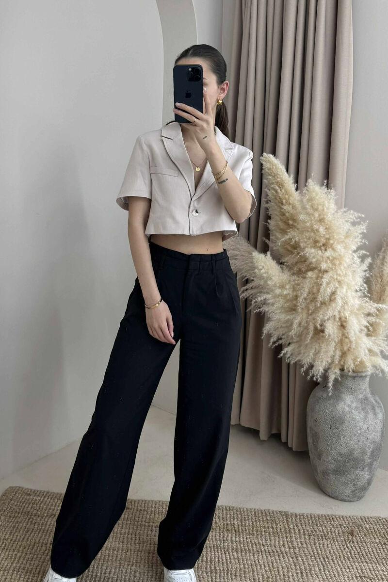 ONE COLOR CROPPED WOMEN JACKET BEIGE/BEZHE - 5