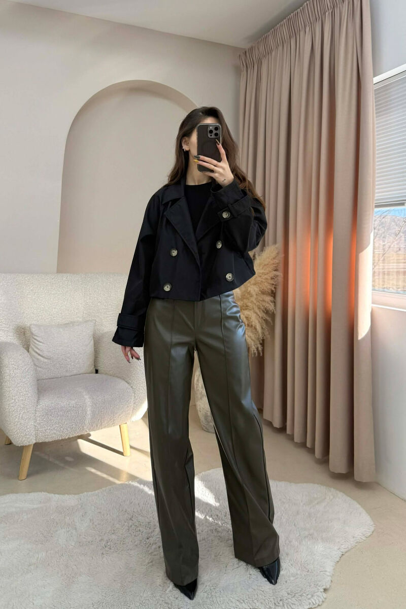 ONE COLOR CROPPED WOMEN JACKET BLACK/ E ZEZE - 1