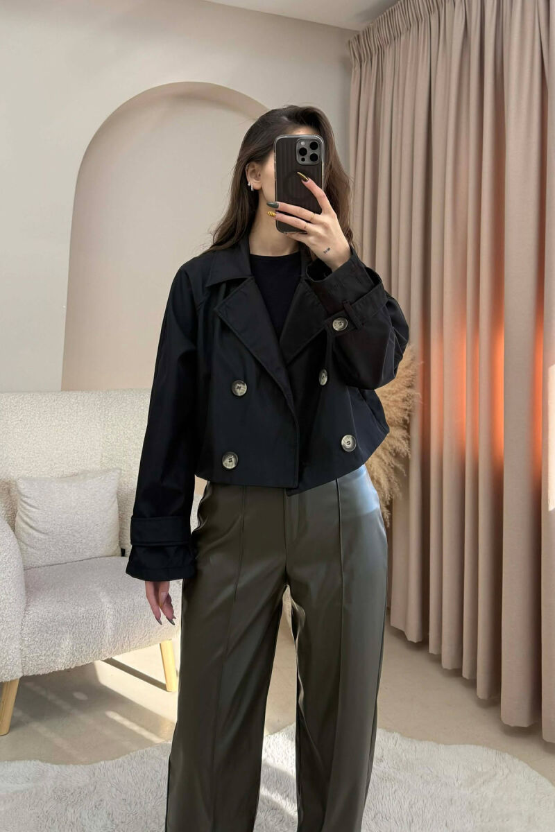 ONE COLOR CROPPED WOMEN JACKET BLACK/ E ZEZE - 2