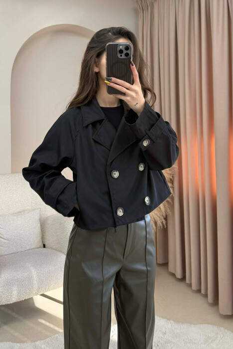 ONE COLOR CROPPED WOMEN JACKET BLACK/ E ZEZE - 3