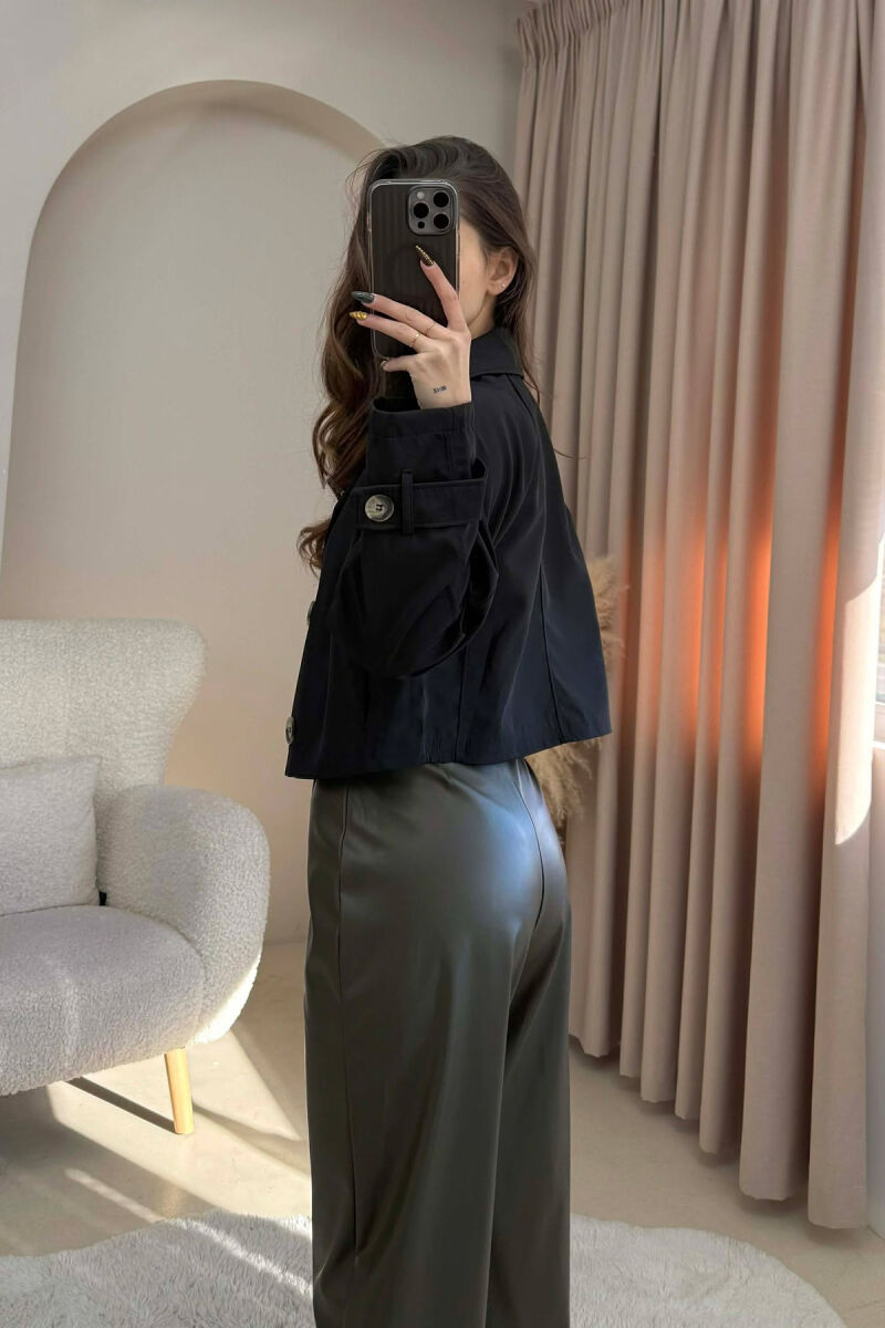 ONE COLOR CROPPED WOMEN JACKET BLACK/ E ZEZE - 4