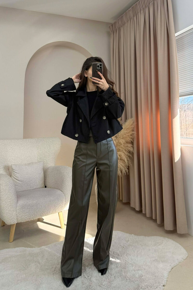 ONE COLOR CROPPED WOMEN JACKET BLACK/ E ZEZE - 5