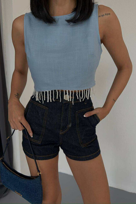 ONE COLOR CROPPED WOMEN TANK TOP LIGHTBLUE/BZ - 4