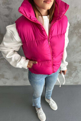 ONE COLOR CROPPED WOMEN VEST FUCHSIA/CIKLAMI 