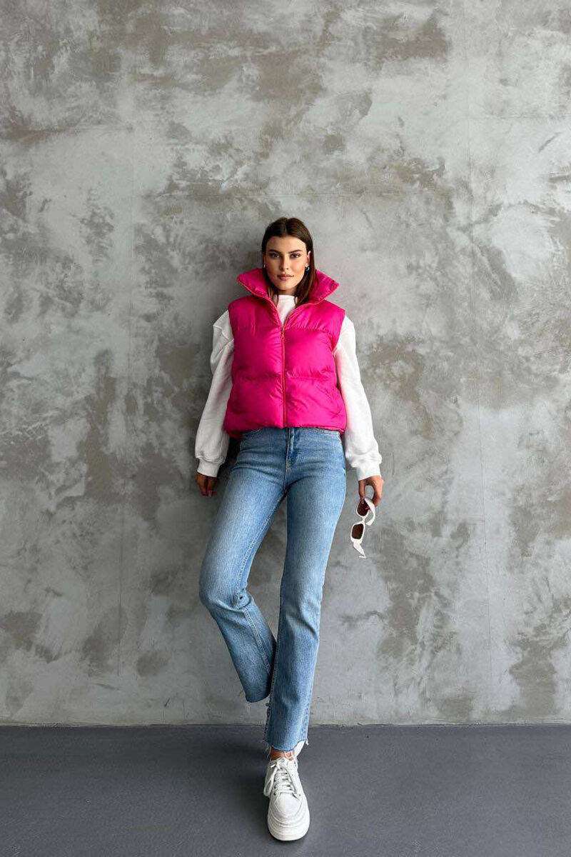 ONE COLOR CROPPED WOMEN VEST FUCHSIA/CIKLAMI - 4