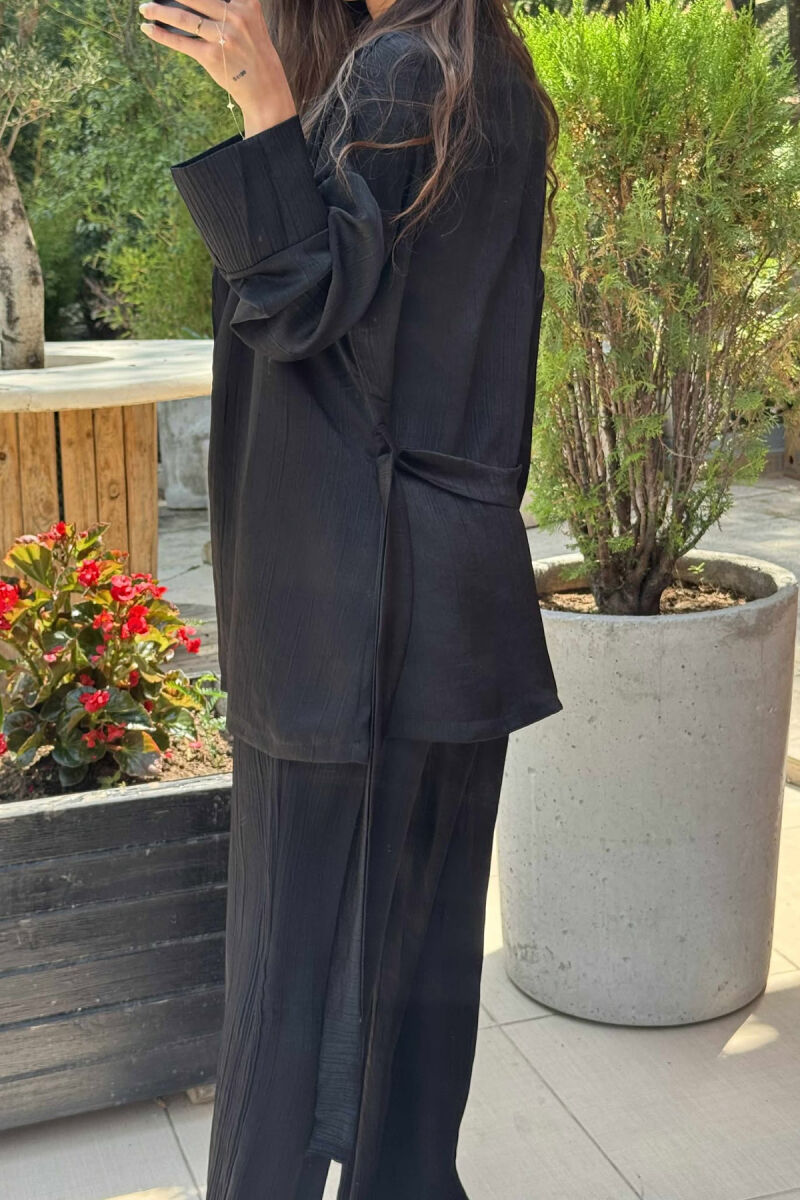 ONE COLOR CROP+SHIRT+TROUSERS WOMEN SET BLACK/ E ZEZE - 5