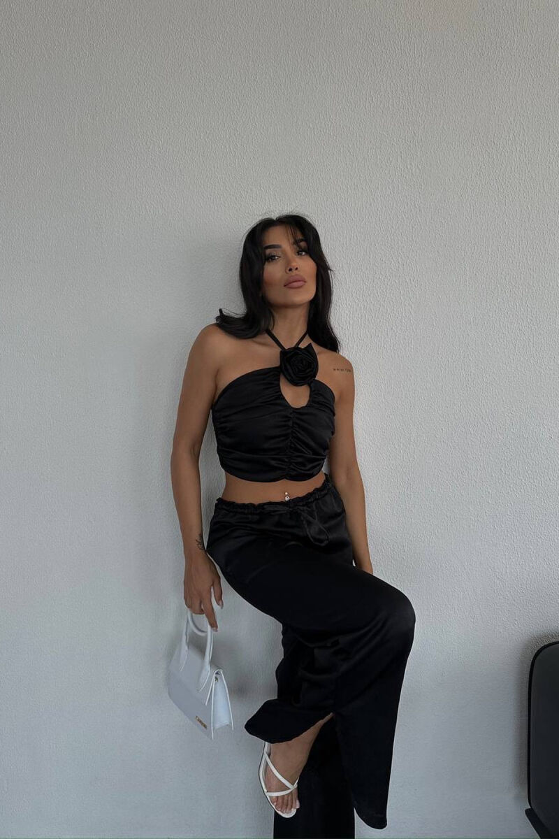 ONE COLOR CROP+TROUSERS WOMEN SET BLACK/ E ZEZE - 2