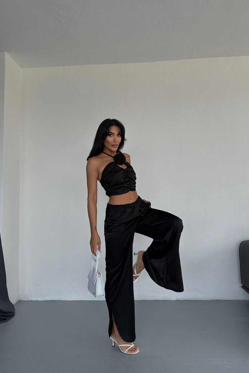 ONE COLOR CROP+TROUSERS WOMEN SET BLACK/ E ZEZE - 3