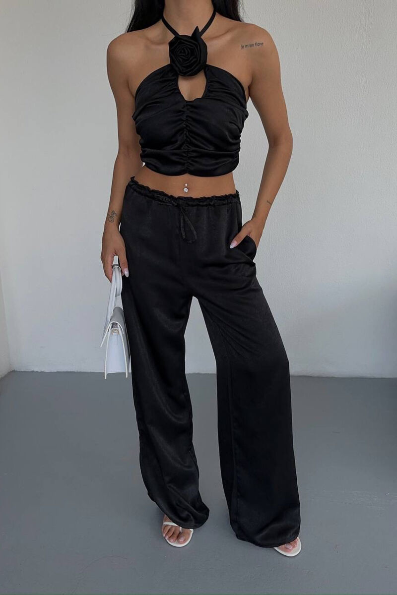 ONE COLOR CROP+TROUSERS WOMEN SET BLACK/ E ZEZE - 5