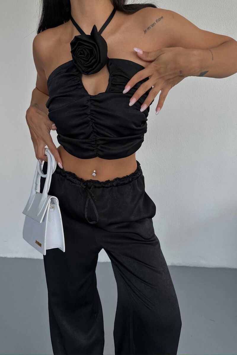 ONE COLOR CROP+TROUSERS WOMEN SET BLACK/ E ZEZE - 6