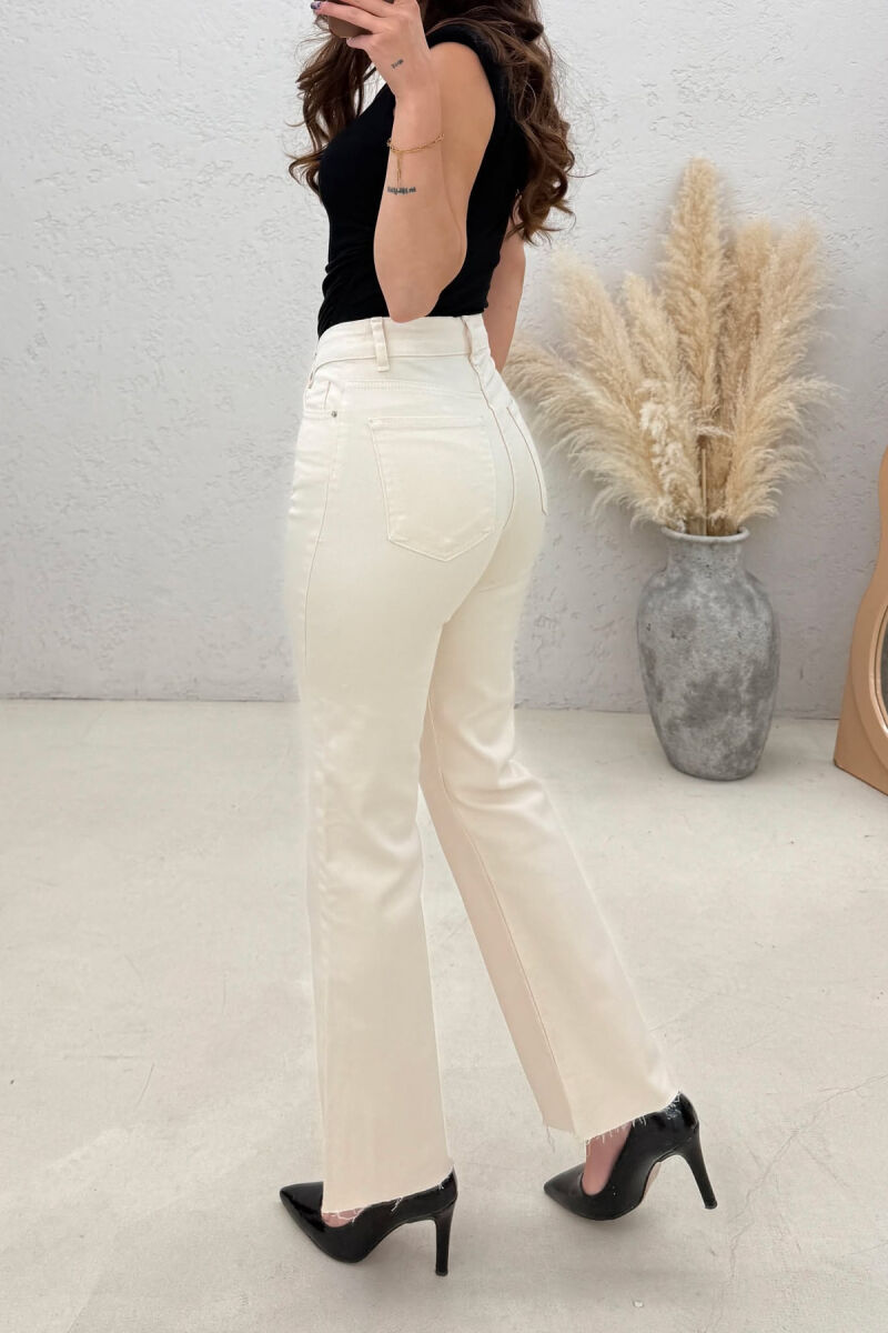 ONE COLOR CUT OFF EDGES WOMEN JEANS CREAM/KREM - 3