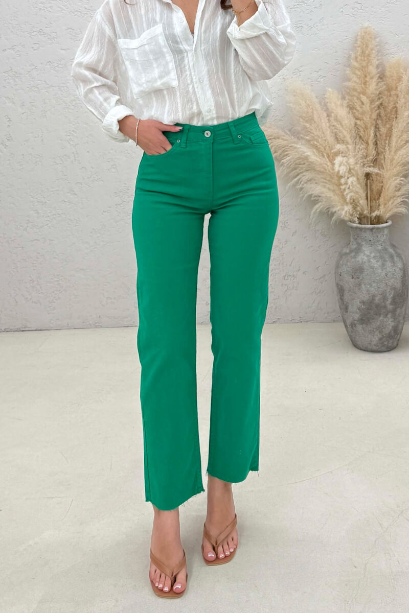 ONE COLOR CUT OFF EDGES WOMEN JEANS GREEN/JESHILE - 2