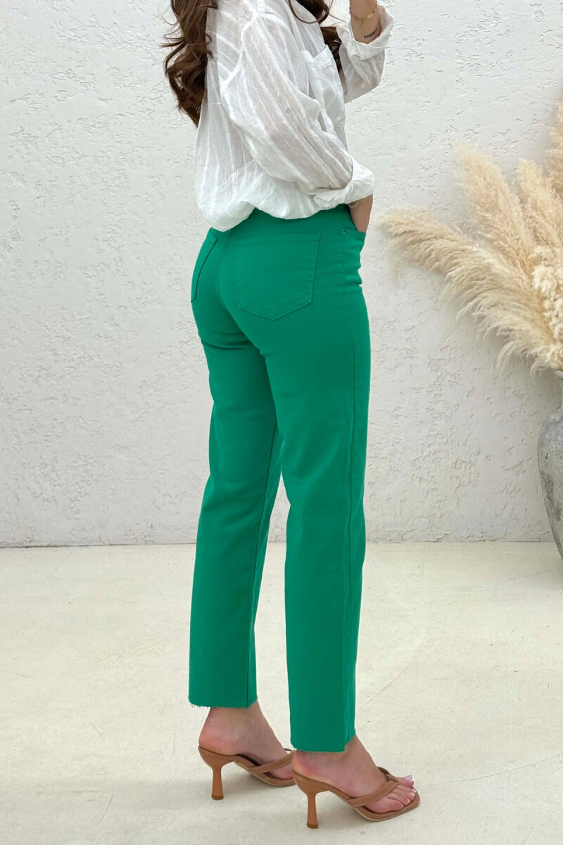 ONE COLOR CUT OFF EDGES WOMEN JEANS GREEN/JESHILE - 3