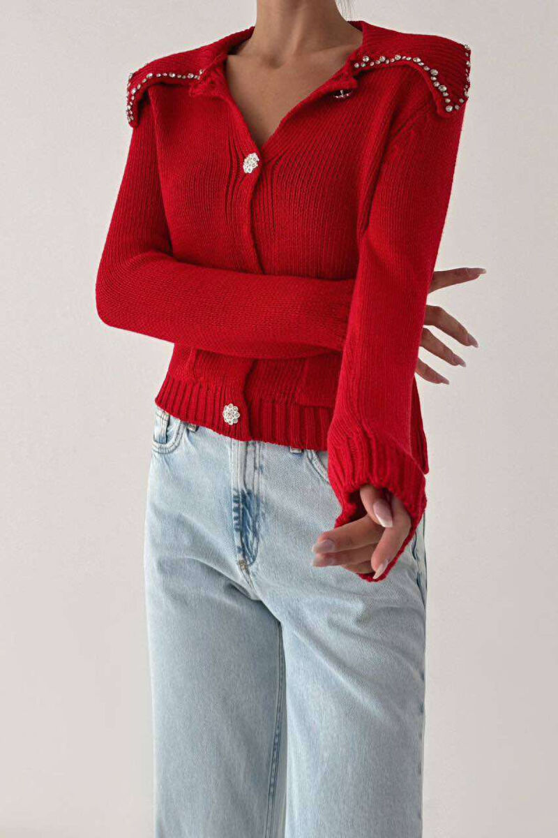 ONE COLOR DETAILS WOMEN CARDIGAN RED/E KUQE - 2