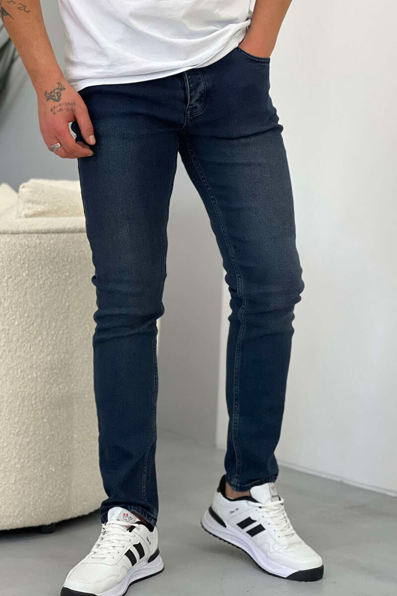 ONE COLOR DENIM MEN JEANS DARK BLUE/BEE - 2