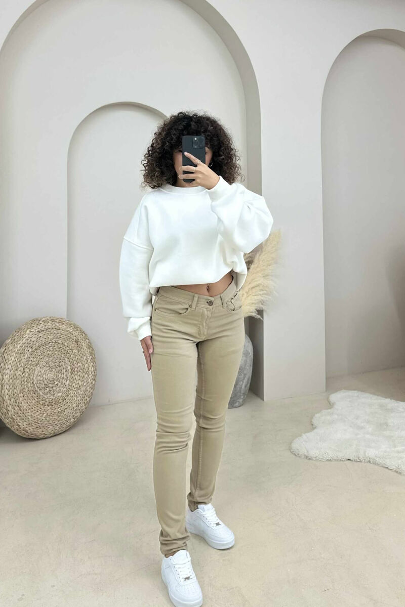 ONE COLOR DENIM SIMPLE WOMEN JEANS LIGHT BEIGE/BZHZB - 3