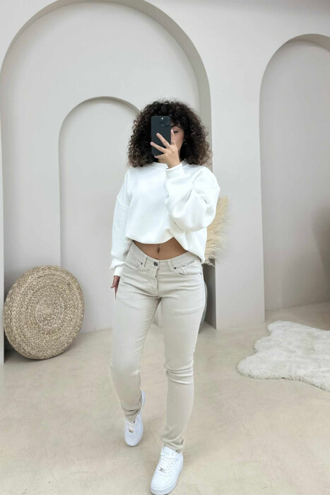 ONE COLOR DENIM SIMPLE WOMEN JEANS LIGHT GREY/GZ - 3