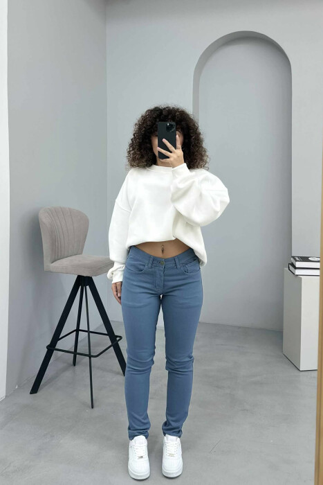 ONE COLOR DENIM SIMPLE WOMEN JEANS LIGHTBLUE/BZ - 1