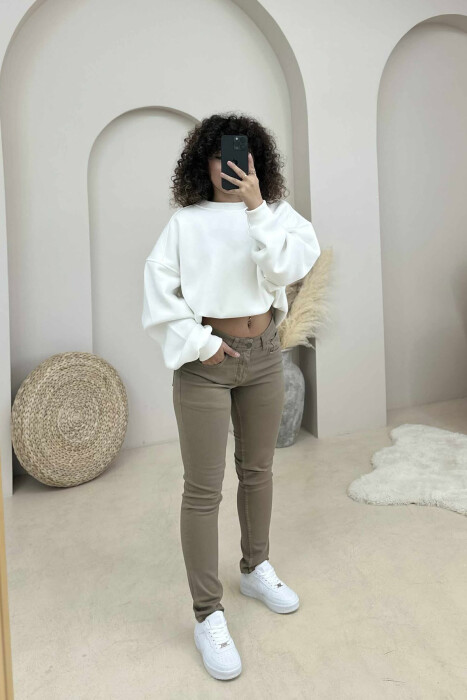 ONE COLOR DENIM SIMPLE WOMEN JEANS OLIVE/ULLI - 3