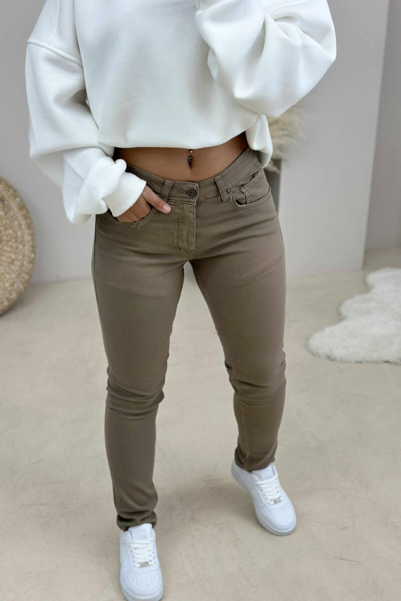 ONE COLOR DENIM SIMPLE WOMEN JEANS OLIVE/ULLI - 4