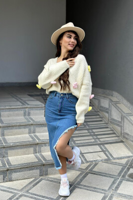 ONE COLOR DENIM SKIRT BLUE/BLU 