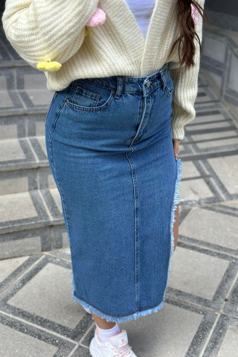 ONE COLOR DENIM SKIRT BLUE/BLU - 2