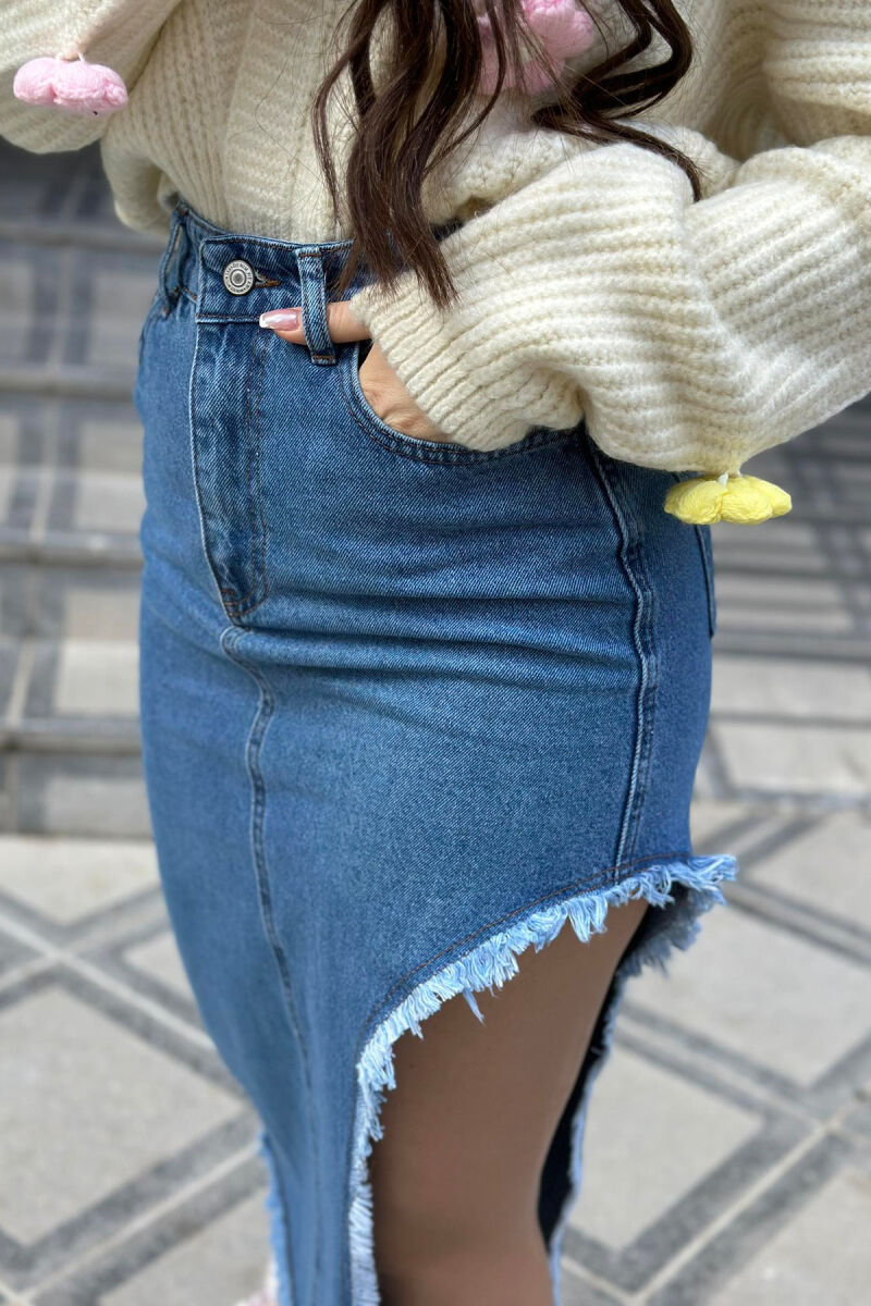 ONE COLOR DENIM SKIRT BLUE/BLU - 3