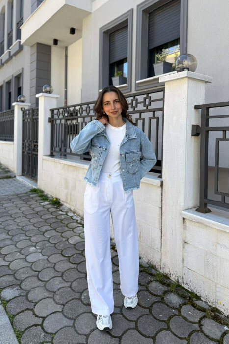 ONE COLOR DENIM WOMAN JACKET LIGHTBLUE/BZ - 2