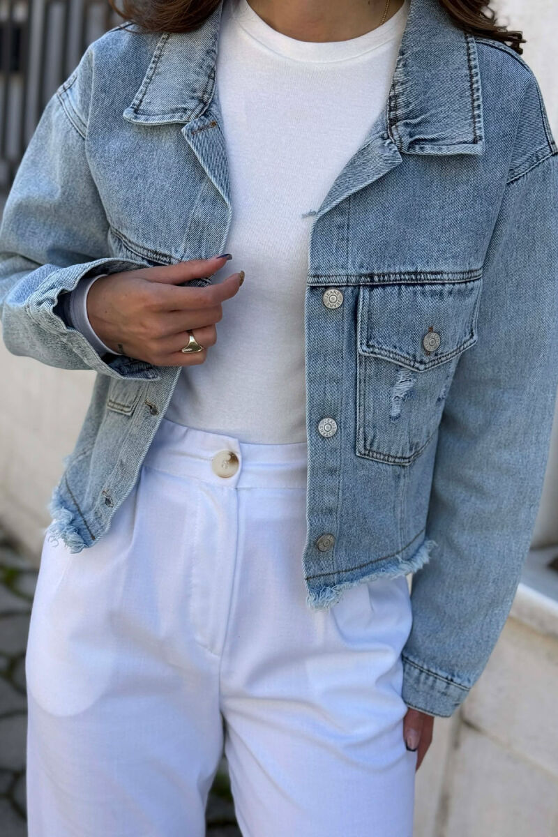 ONE COLOR DENIM WOMAN JACKET LIGHTBLUE/BZ - 4