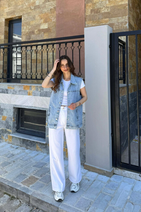 ONE COLOR DENIM WOMAN VEST LIGHTBLUE/BZ - 2