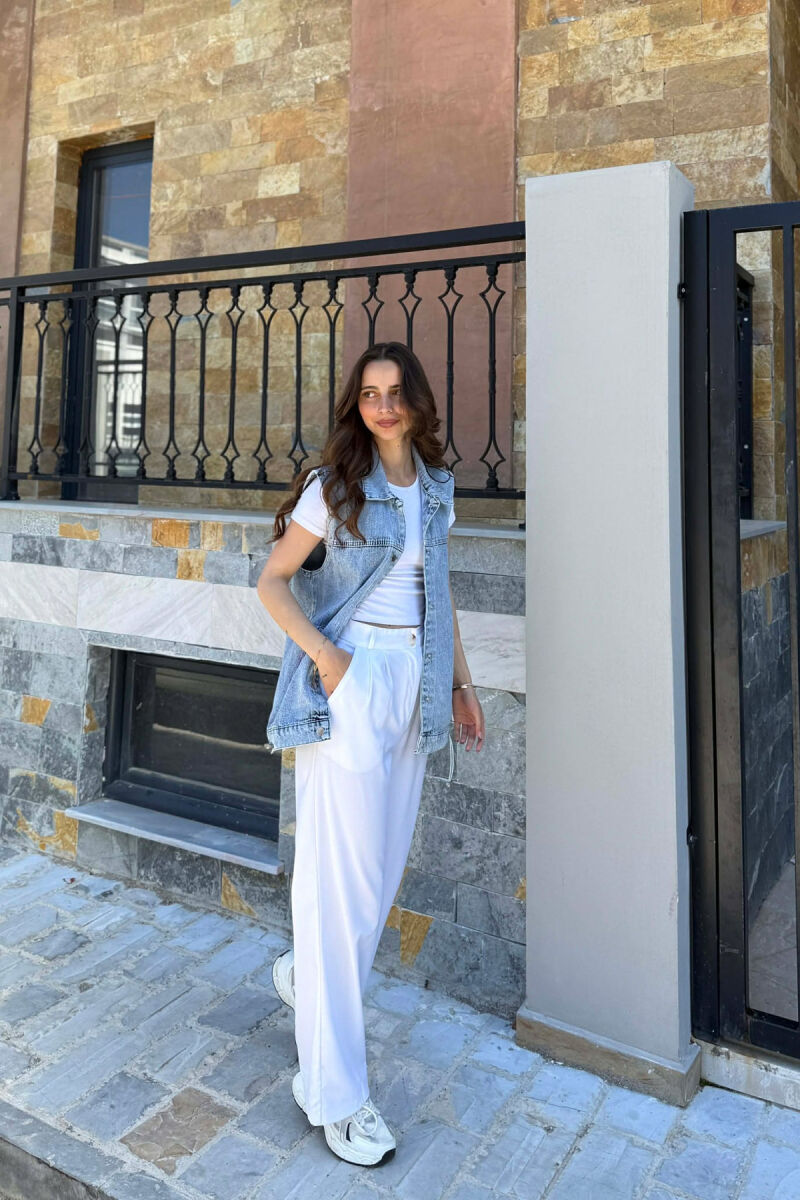 ONE COLOR DENIM WOMAN VEST LIGHTBLUE/BZ - 5