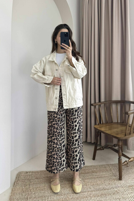 ONE COLOR SIMPLE WOMEN JACKET CREAM/KREM - 3