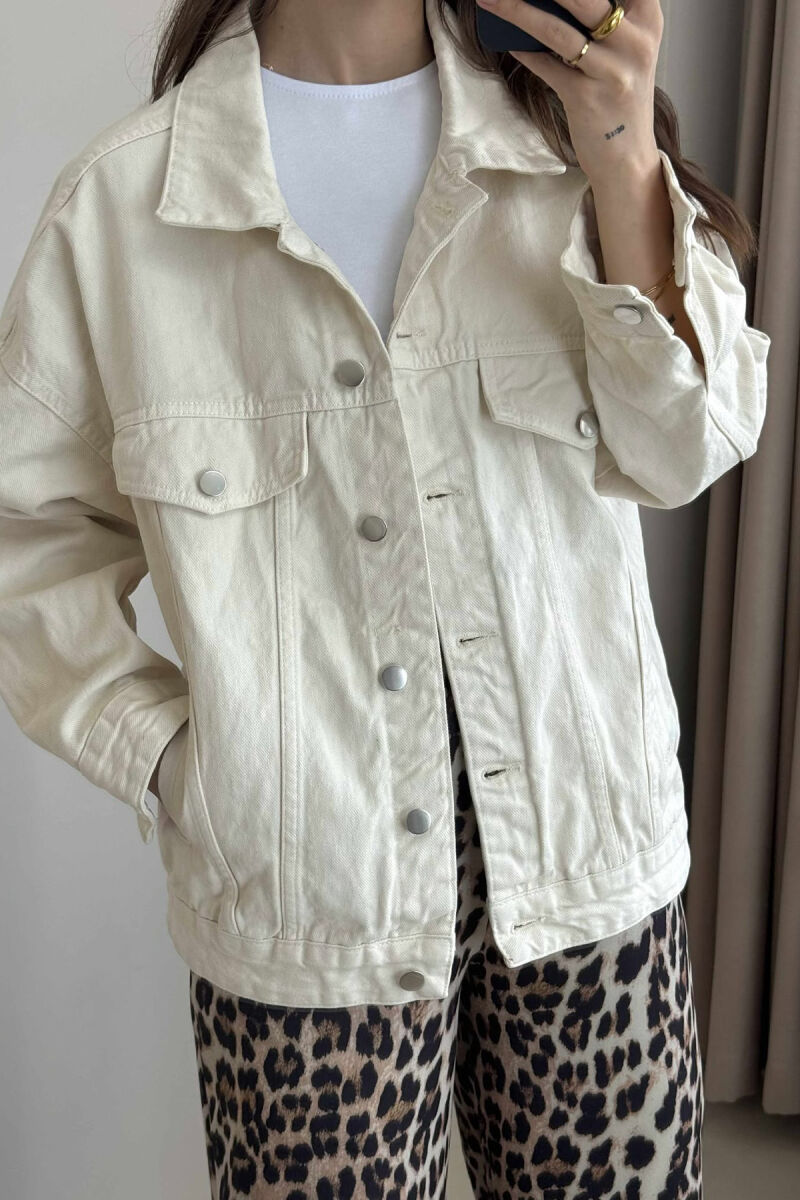 ONE COLOR SIMPLE WOMEN JACKET CREAM/KREM - 1