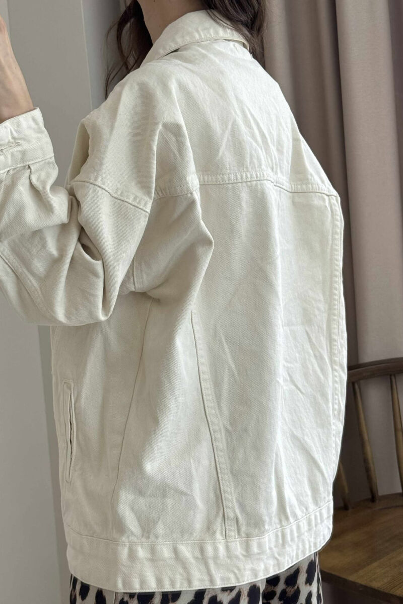 ONE COLOR SIMPLE WOMEN JACKET CREAM/KREM - 5