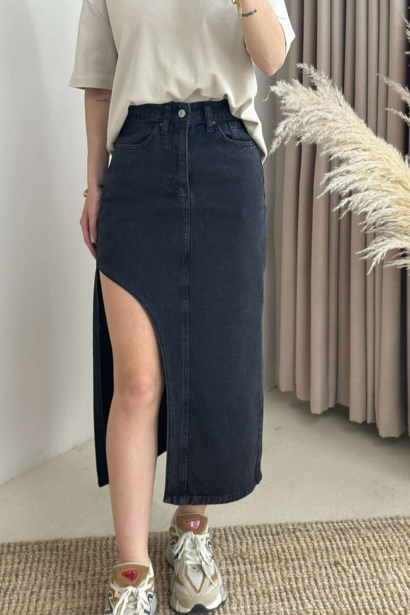 ONE COLOR DENIM WOMEN SKIRT DARK GREY/GEE - 2