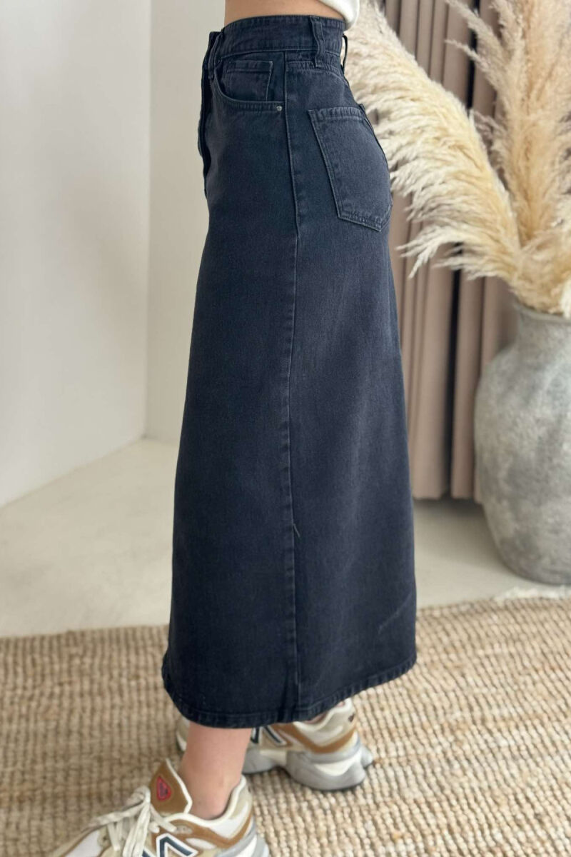 ONE COLOR DENIM WOMEN SKIRT DARK GREY/GEE - 4