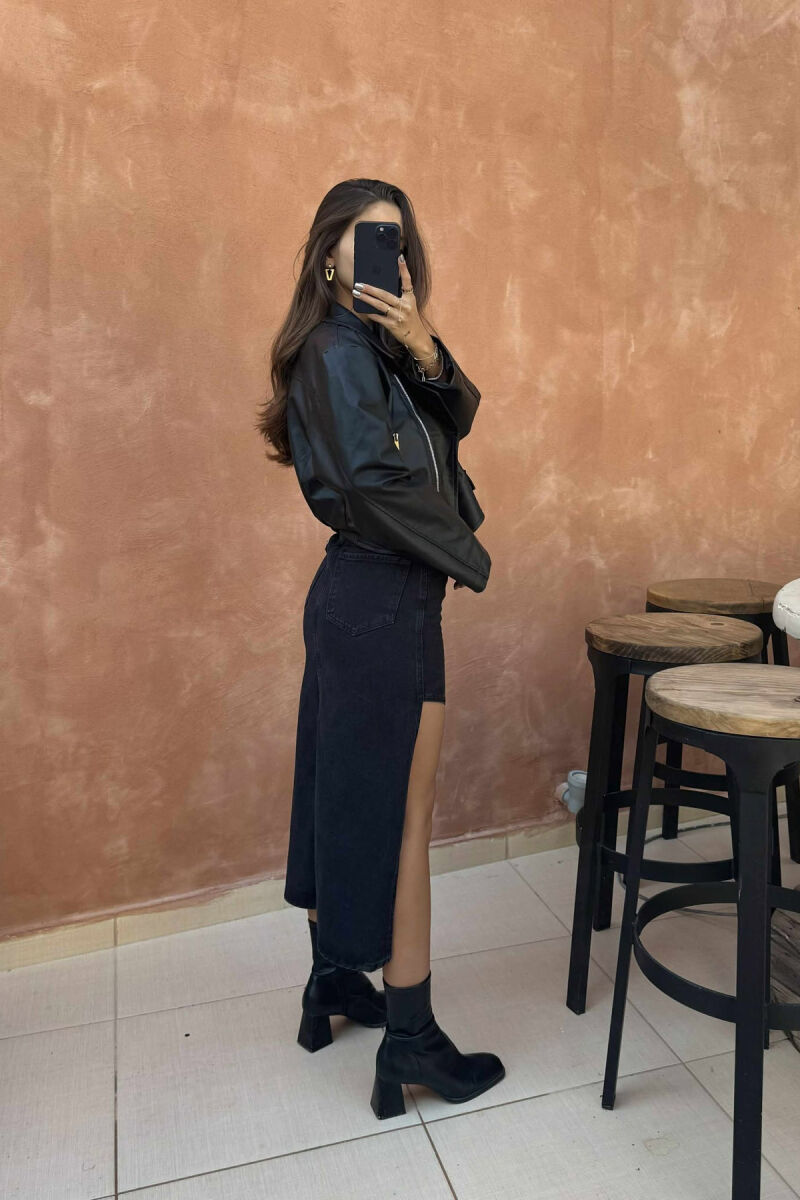 ONE COLOR DENIM WOMEN SKIRT DARK GREY/GEE - 2