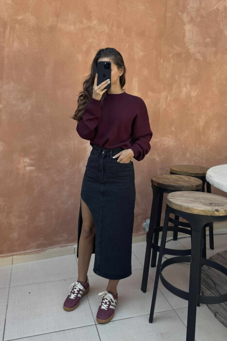 ONE COLOR DENIM WOMEN SKIRT DARK GREY/GEE - 7