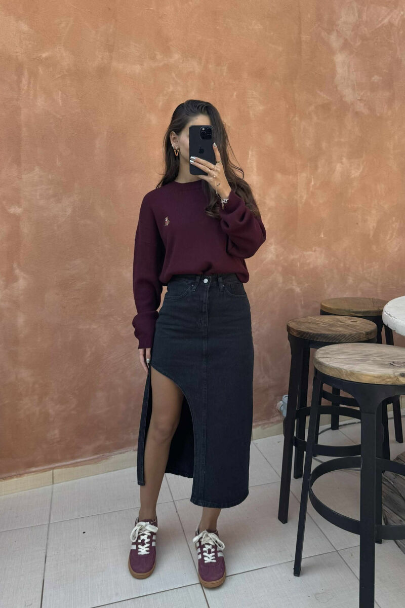 ONE COLOR DENIM WOMEN SKIRT DARK GREY/GEE - 8