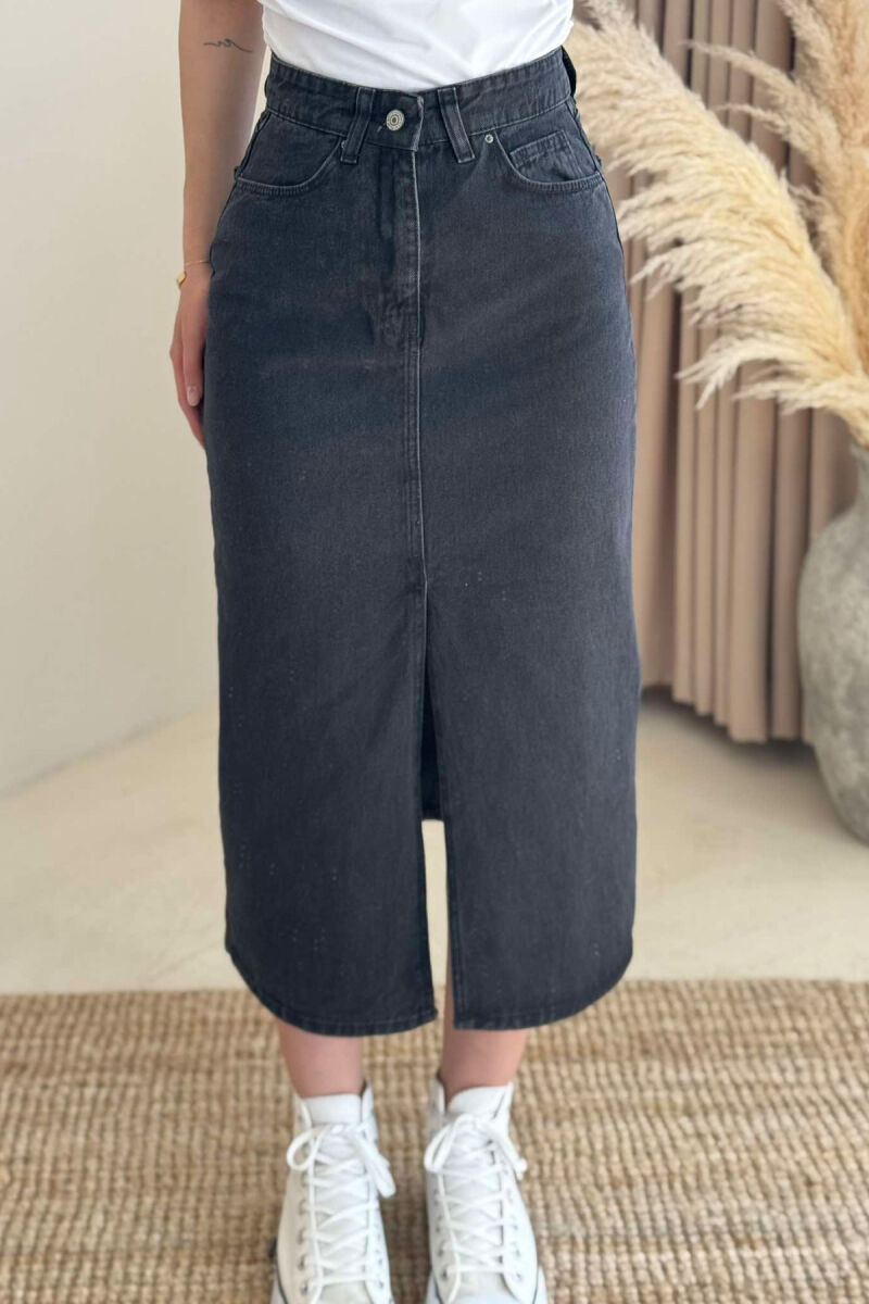 ONE COLOR DENIM WOMEN SKIRT DARK GREY/GEE - 4