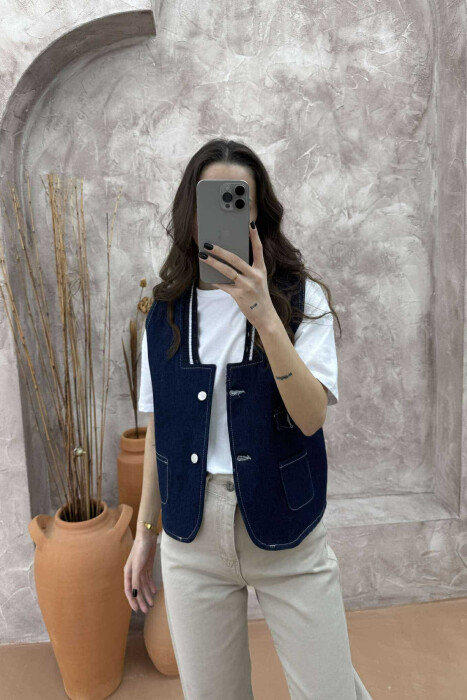 ONE COLOR DENIM WOMEN VEST BLUE/BLU - 1