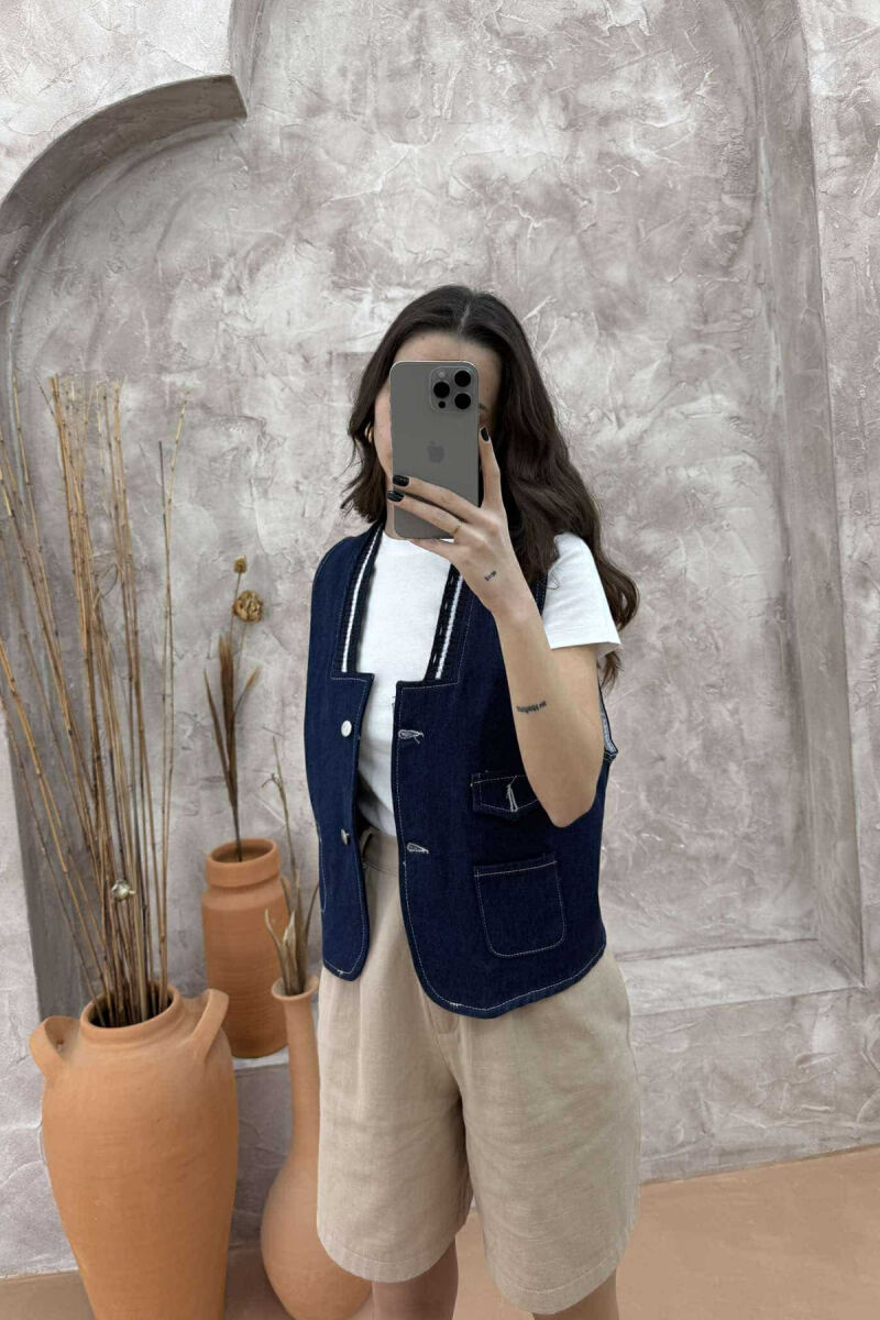 ONE COLOR DENIM WOMEN VEST BLUE/BLU - 6