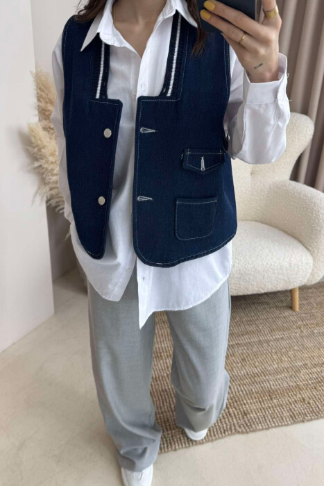 ONE COLOR DENIM WOMEN VEST BLUE/BLU - 2