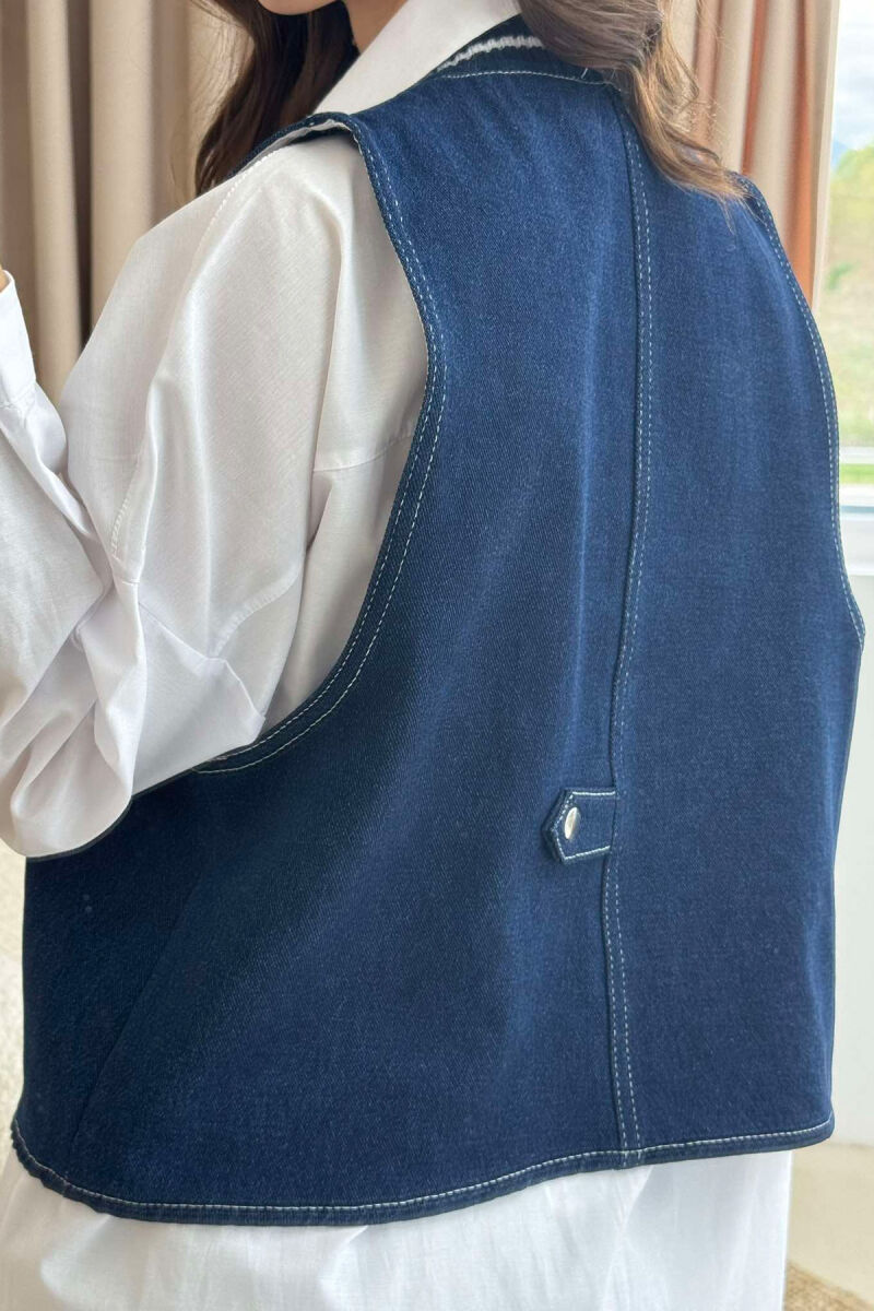 ONE COLOR DENIM WOMEN VEST BLUE/BLU - 4