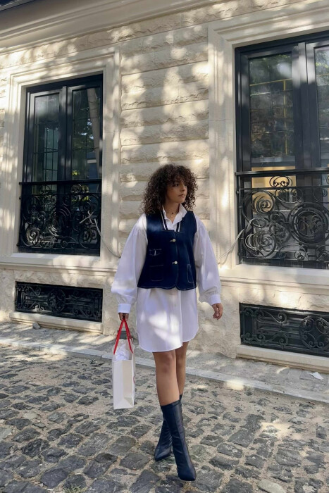 ONE COLOR DENIM WOMEN VEST BLUE/BLU - 2