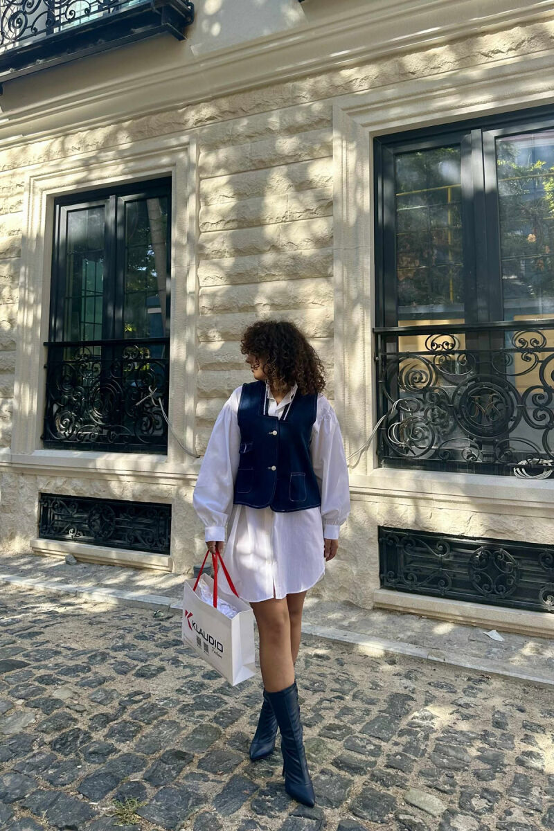 ONE COLOR DENIM WOMEN VEST BLUE/BLU - 3